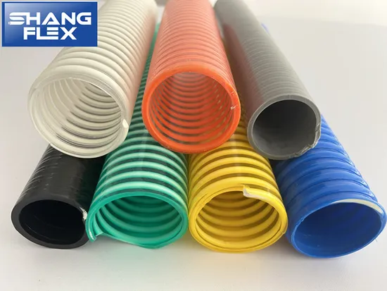 Mangueira de sucção de PVC flexível de três cores com hélice corrugada