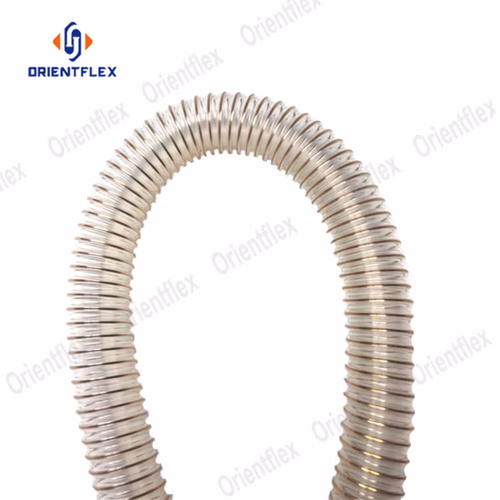 Mangueira de substituição para aspirador de pó de folhas e gramados em espiral transparente e flexível com fio de aço PU